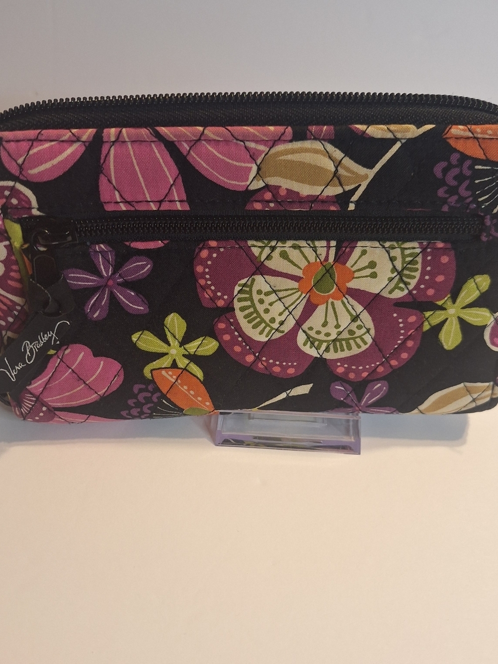 Vera Bradley Turnlock Floral Zip Wallet in Black, Pink and Green - Picture 5 of 10